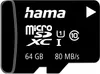 A black microSDXC memory card with white text and logos. Voir les images du produit