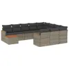 vidaXL 11-tlg. Garten-Sofagarnitur mit Kissen Grau Poly Produktbild-Vorschau 1