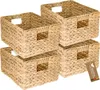 Aufbewahrungskorb faltbarer Korb geflochten aus Wasserhyazinthe Seegras 4er Set HMF 37241-S4 Größe L 36 x 28 x 20 cm vorne Produktbild-Vorschau