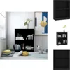 A collage of images showing a black bookshelf in different settings and configurations. Náhled obrázku produktu