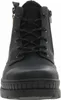 A close-up, front-facing view of a black ankle boot. Voir les images du produit