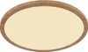 An oval-shaped ceiling light with a wooden frame and a beige interior. Podgląd zdjęcia produktu