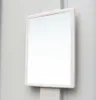 A small, rectangular mirror with a white frame is attached to a light gray surface. Produktbild-Vorschau