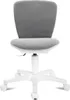 A white office chair with a gray and white patterned mesh seat and backrest, shown from the front on a white background. Produktbild-Vorschau