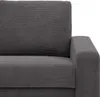 A close-up view of a dark gray corduroy sofa, showing the texture of the fabric and the armrest. Produktbild-Vorschau