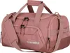 A pink duffel bag with brown accents is shown against a white background. Produktbild-Vorschau