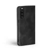 A black flip cover phone case for a Sony Xperia 10 IV is shown from the side against a white background. Produktbild-Vorschau