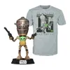 A Funko Pop! figure of IG-11 with Grogu and a matching t-shirt. Produktbild-Vorschau