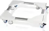 A white adjustable transport roller for appliances like washing machines, dryers, or refrigerators, shown from a slightly elevated diagonal angle against a white background. Voir les images du produit