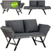 CASARIA® Banc de Jardin Gris 2en1 Fonction Chaise Longue Voir les images du produit 1