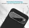 A close-up of a smartphone camera lens protector with water droplets on it, suggesting water resistance. Produktbild-Vorschau