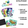 An image showing a craft kit for children, with illustrations of animals and instructions on how to use it. Produktbild-Vorschau