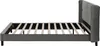 A side view of a gray upholstered bed frame with a slatted mattress support. Anteprima dell’immagine prodotto