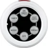A close-up view of a remote control with multiple buttons. Produktbild-Vorschau