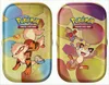 Two Pokemon trading card game mini tins side-by-side, each featuring different Pokemon characters and artwork. Produktbild-Vorschau