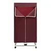 A burgundy electric clothes dryer stand with wheels and a partially open zipper. Náhled obrázku produktu