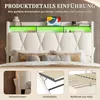 A bed with a tufted headboard and shelves with LED lighting. Podgląd zdjęcia produktu
