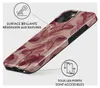 A close-up, angled view of a phone case with a floral pattern, with callouts highlighting its features. Náhled obrázku produktu