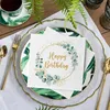 40 Stück Eukalyptus Happy Birthday Servietten 3-lagig 33x33 Produktbild-Vorschau 3