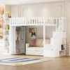 Hochbett 90x200 cm mit Kleiderschrank, Regalen & Produktbild-Vorschau 2