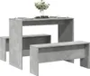 A concrete-effect dining table and bench set against a white background. Náhled obrázku produktu