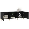 A black TV stand with wooden legs and doors, shown against a white background. Náhled obrázku produktu