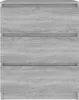 A front view of a gray wooden sideboard with three drawers. Náhľad obrázku produktu