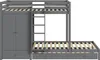 A gray bunk bed with a wardrobe and a pull-out bed, shown against a white background. Náhled obrázku produktu