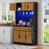 Vitrína 100x40x180cm, bufet s LED osvětlením a 3 zásuvkami, Náhled obrázku produktu 3