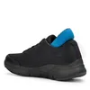 A black Skechers Arch Fit shoe with a blue sock liner, shown from the side against a white background. Produktbild-Vorschau