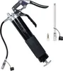 A black and silver grease gun with accessories on a white background. Produktbild-Vorschau