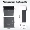 Poštová schránka Wiltec antracit V63 z ocele 37 x 11 x 37 Náhľad obrázku produktu 12