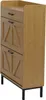 A side view of a bamboo-look shoe cabinet with two flip-out compartments and a drawer. Podgląd zdjęcia produktu