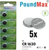 5X PoundMax CR1620 DL1620 Batterie Knopfzellen Batterien 3V Produktbild-Vorschau 1