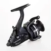 A black fishing reel is shown against a white background. Produktbild-Vorschau