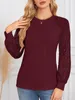 ASKSA Damen T-Shirt Rundhals Plissee Spitze LangarmShirts Produktbild-Vorschau 2