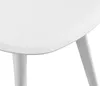 A close-up view of the edge of a white chair seat and two legs. Anteprima dell’immagine prodotto