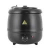 A black electric soup kettle with a lid and a control dial is shown against a white background. Náhled obrázku produktu