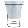 A light gray planter pot on a black metal stand, isolated on a white background. Anteprima dell’immagine prodotto