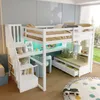 A child's bedroom with a loft bed, desk, and storage. Produktbild-Vorschau