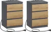 Two identical nightstands with drawers and visible power cords. Produktbild-Vorschau