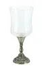 Glas Windlicht auf Metall Standfuß silber schwarz 10 x 24cm Produktbild-Vorschau 2