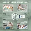 A collage of images and text highlighting the features of a nursing pillow. Produktbild-Vorschau