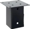 A black metal post anchor with a square top plate and a hollow rectangular base. Produktbild-Vorschau