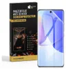 A product box for a screen protector is shown next to a smartphone with the screen protector applied. Produktbild-Vorschau