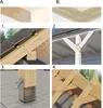 A collage of four images showing different wood construction details and fasteners. Podgląd zdjęcia produktu