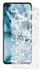 A cracked screen protector is shown over a smartphone. Produktbild-Vorschau