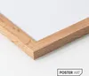 A close-up view of a wooden picture frame corner against a white background. Produktbild-Vorschau