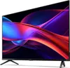 A black television with a colorful abstract image displayed on its screen, shown from a side angle on a white background with its stand. Produktbild-Vorschau