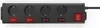 A black power strip with four outlets and individual switches, shown from a top-down perspective against a white background. Produktbild-Vorschau
